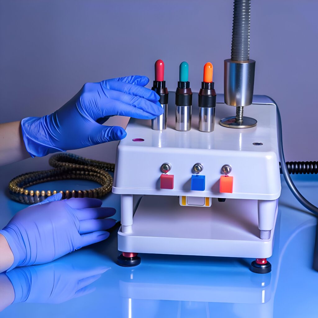 a close up shot of a nail technician using a professional nail m